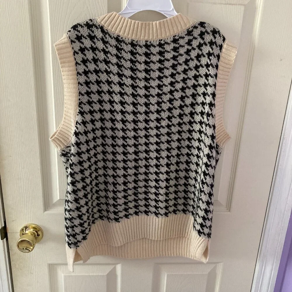 Women Sweater Vest Hounds Tooth Size Medium Ultra Flirt - Picture 4 of 4